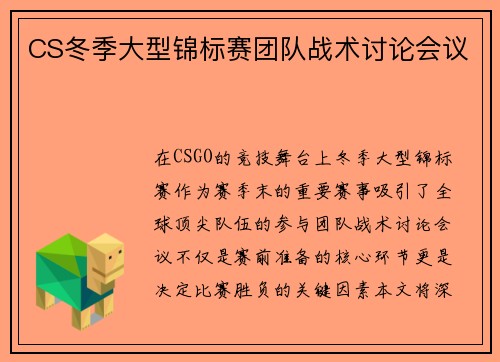CS冬季大型锦标赛团队战术讨论会议